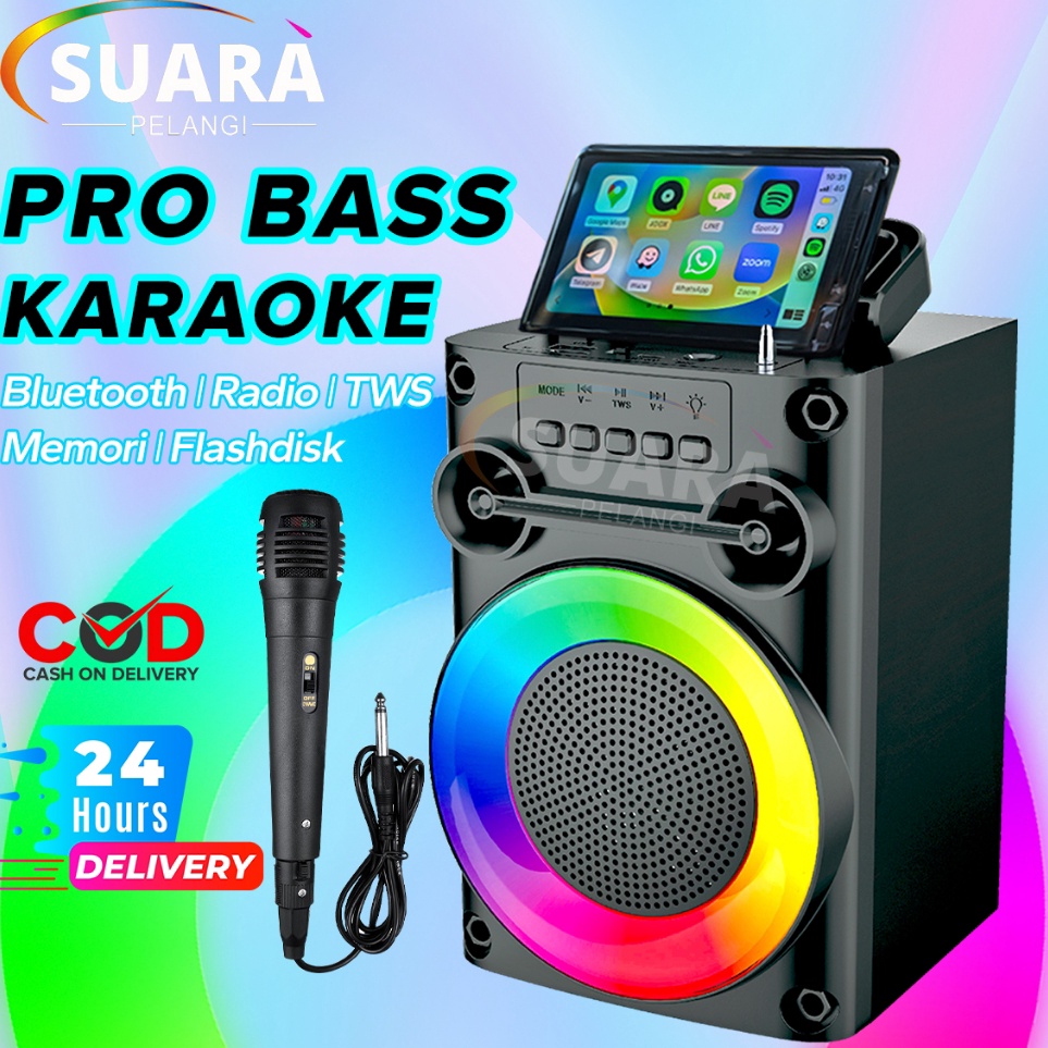 KODE R1V9 PRO BASSSpeaker Bluetooth Karaoke Protable Super Bass Polytron Besar Original Mini Wireles