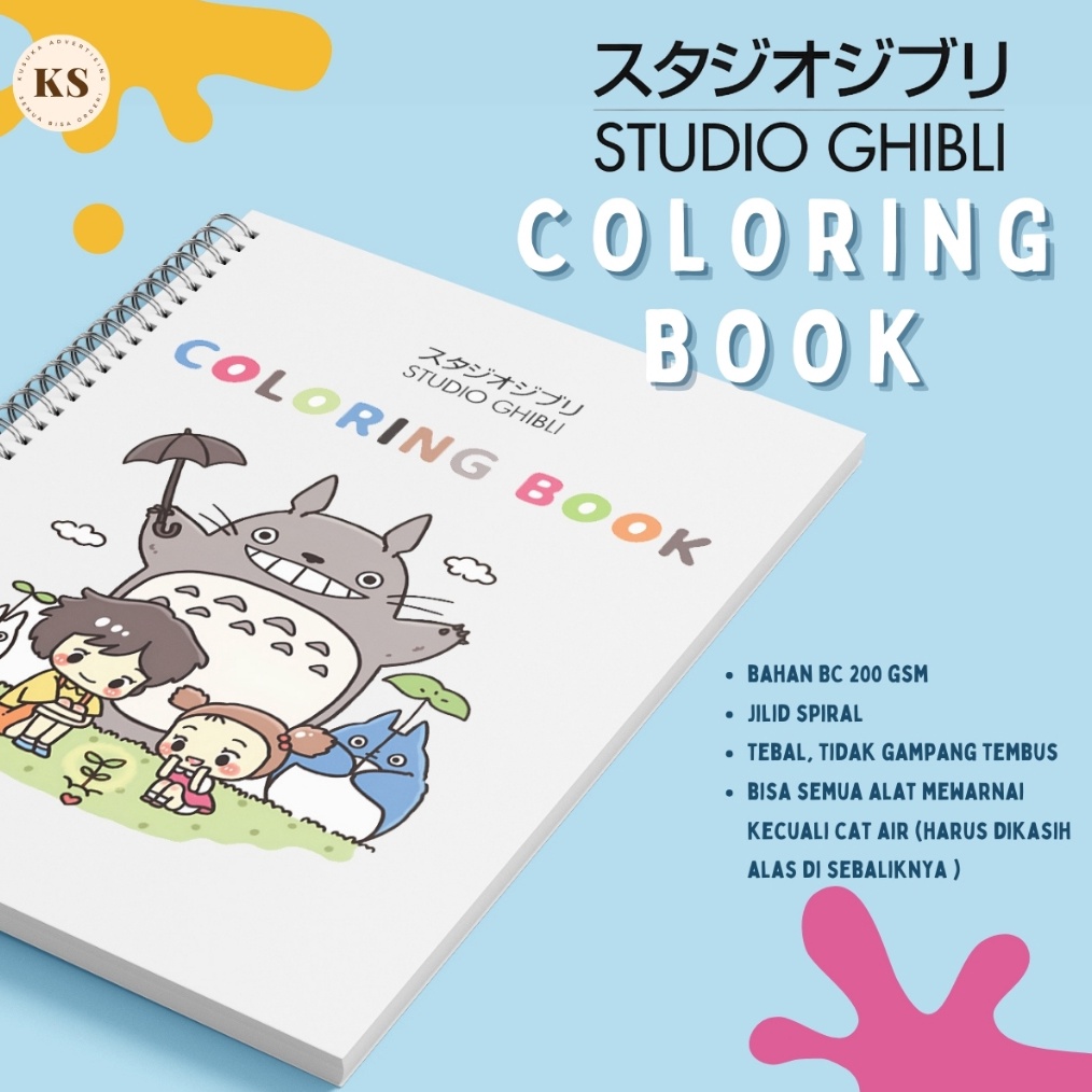

KODE Q73B Coloring Book STUDIO GHIBLI Totoro Ponyo Buku Mewarnai Anak Remaja Dewasa Aesthetic Kertas Tebal