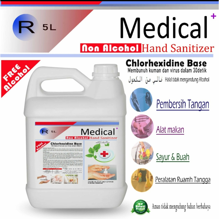 Hand sanitizer 5 liter non alkohol chlorhexidine gluconate antiseptik