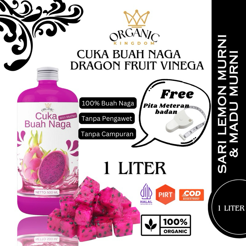 

Cuka Buah Naga 1 Liter Dragon Fruit Vinegar Probiotik
