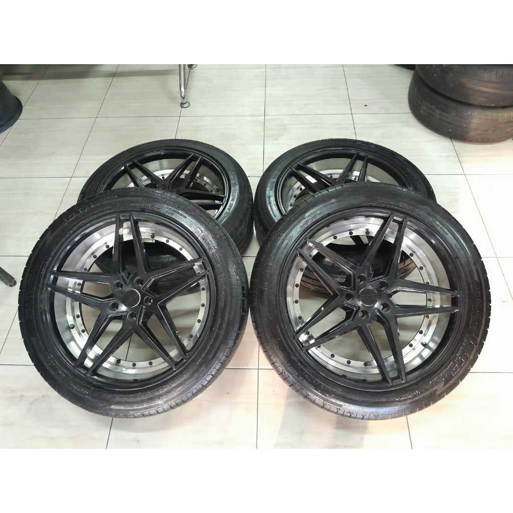 Pelek bekas racing hsr tropical ring 20 pcd 5x114 + ban seken 255 45 R20
