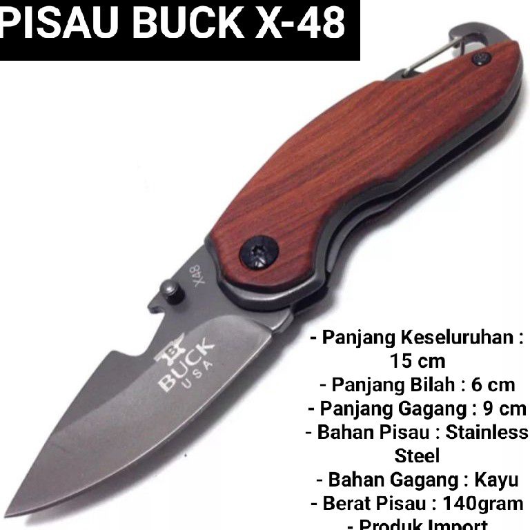 KODE N42H Pisau buck X48  PISAU LIPAT BUCK X48  PISAU LIPAT CAMPING  PISAU BERBURU  Pisau outdoor st