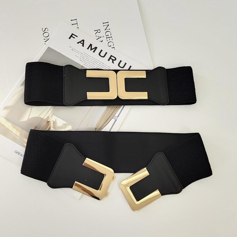 TERLARIZZZ VENDI  Ikat Pinggang Wanita Korea Belt Lebar Sabuk Fashion Gold CC