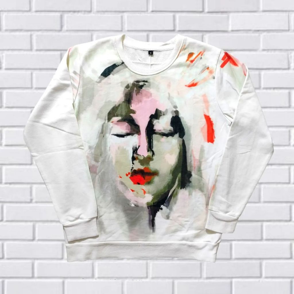 SWEATER CREWNECK GIVENCHY* MADONNA, SIZE S-M (SECOND BRANDED) PUTIH, CN0090