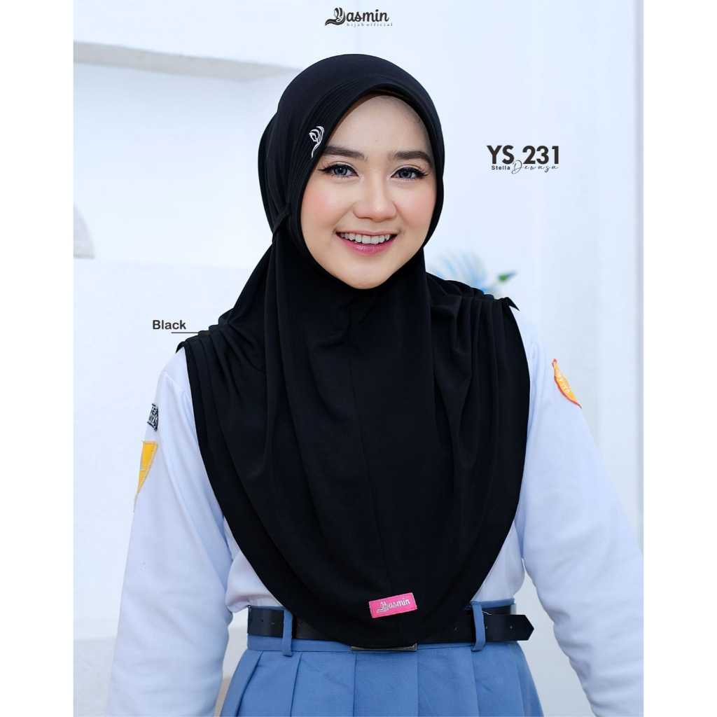Jilbab Instan Sekolah Dewasa  Yasmin Ys 231 Bunga Instan Yasmin Hijab Sekolah SMP SMA KULIAH Jilbab 