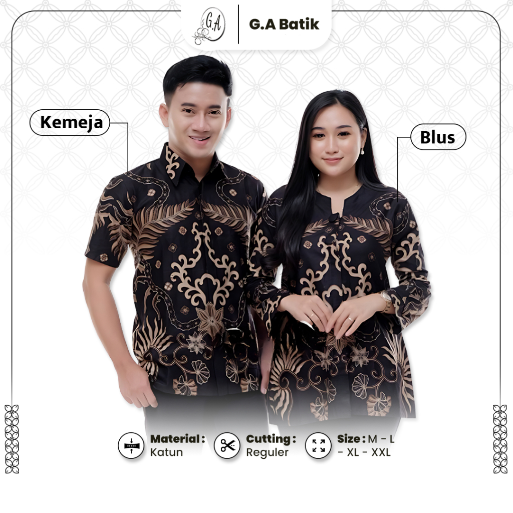 Batik Couple Blouse Wanita Kemeja Lengan Pendek Motif Kenzo Seragam Kantor Kondangan Terbaru - G.A B
