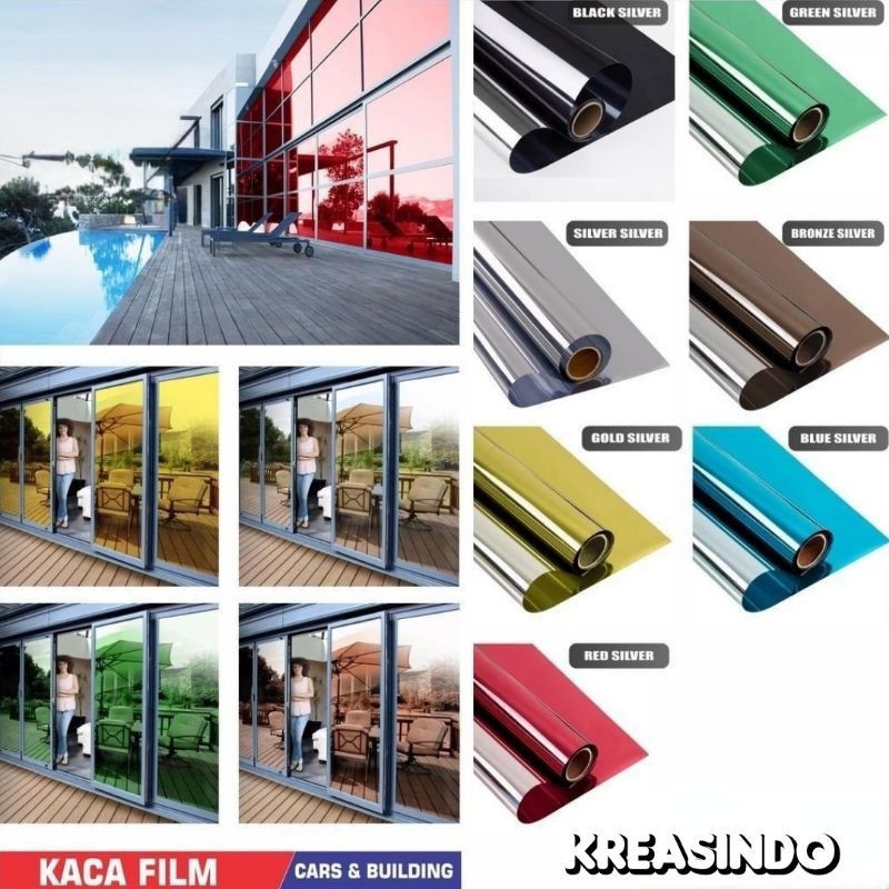 Sticker Kaca Stiker Kaca Kaca Film Mobil Kaca Film Cermin Kaca Film One Way Kaca Film Silver Hijau