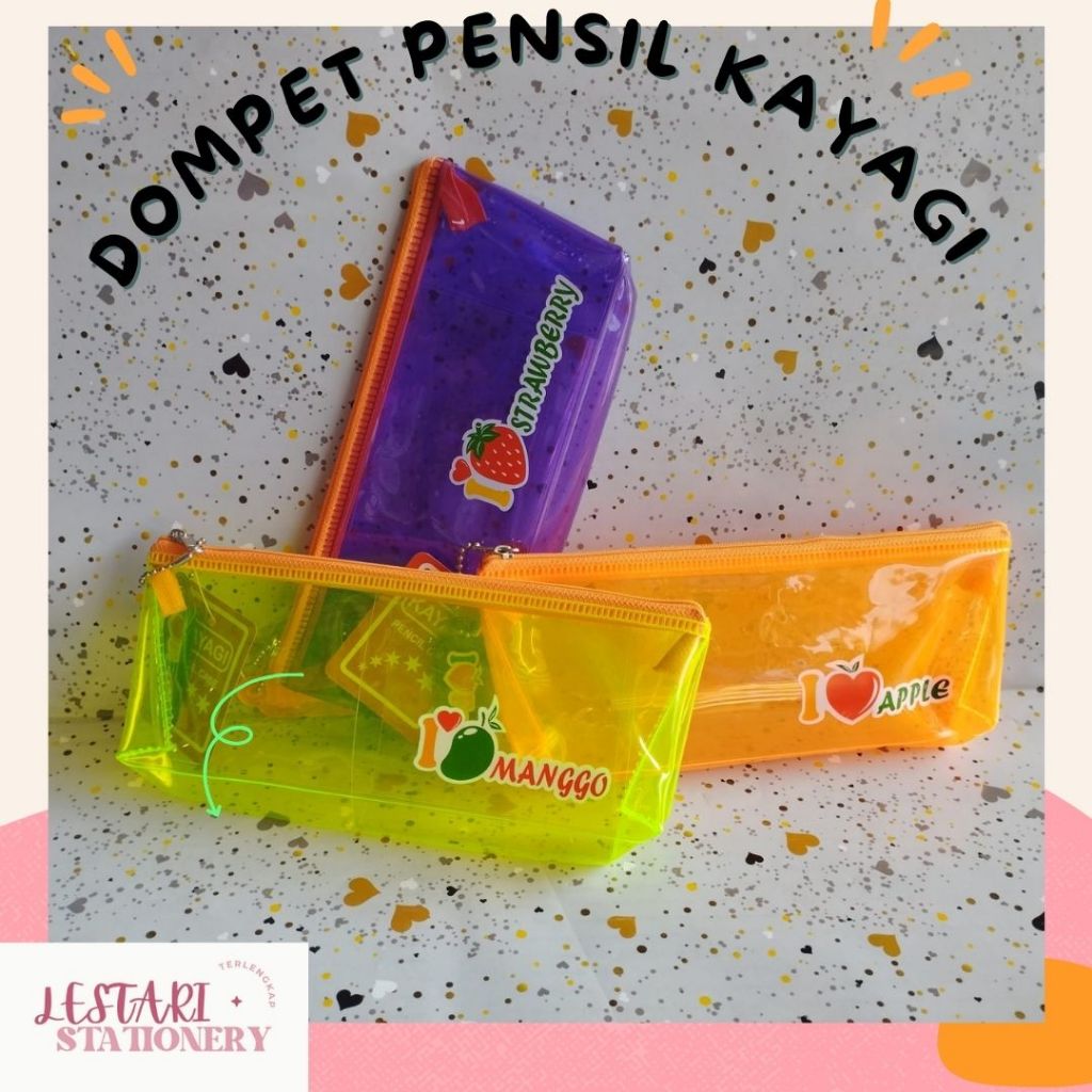 

Dompet Pensil Transparant Kayagi | Kotak Pensil Resleting Bening | Lestari Stationery