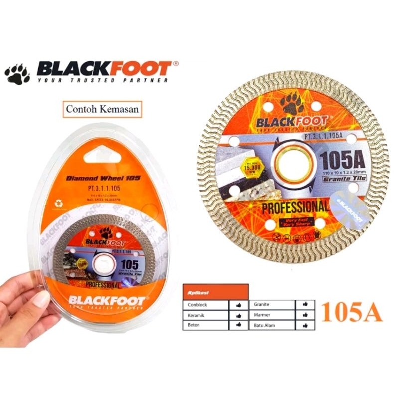 Mata Potong Granit keramik 4 inch Turbo Arrow Blackfoot 105A Diamond Wheel Keramik - BLACKFOOT Diamo