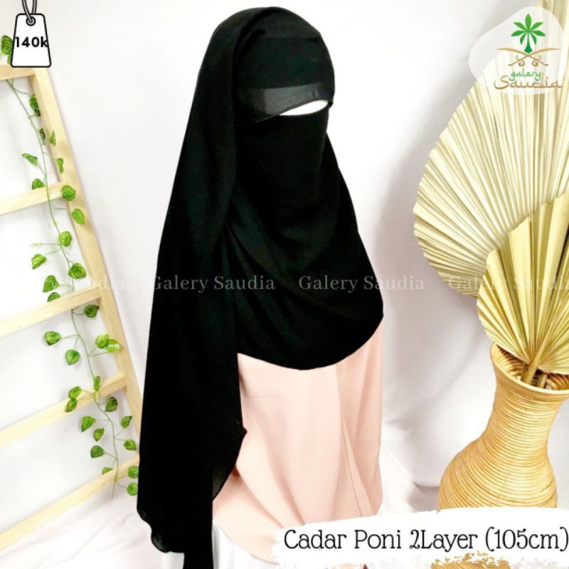 Cadar saudi poni 2 layer panjang 105cm | Cadar original saudi | Cadar siffon saudi 2 layer | Niqab s