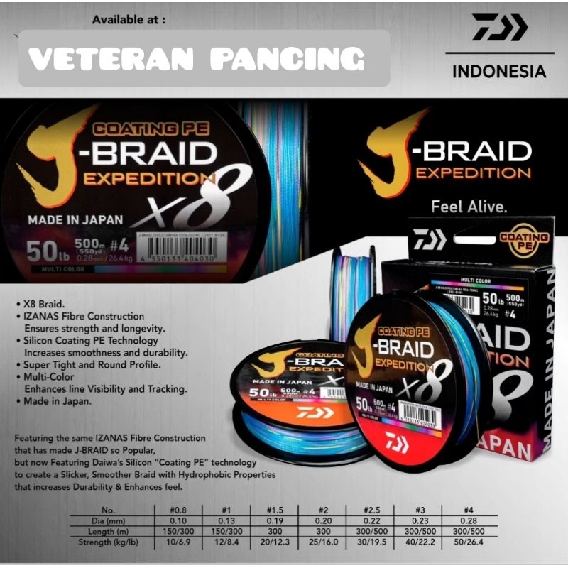 PE DAIWA J-BRAID EXPEDITION X8
