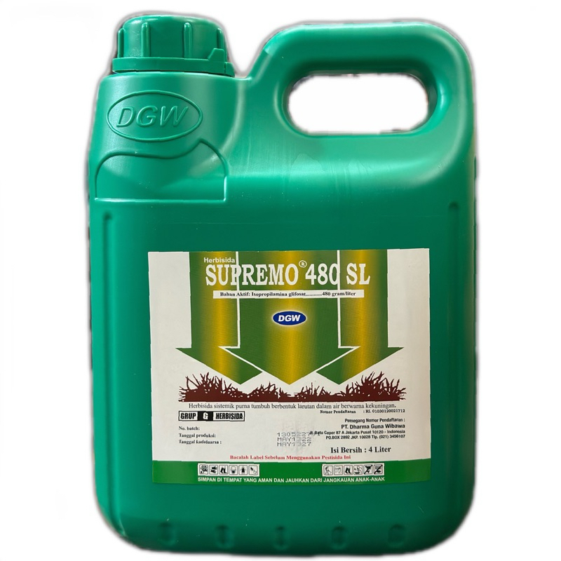 HERBISIDA SUPREMO 480 SL 4 LITER DGW/RACUN SISTEMIK ILALANG RUMPUT SEMAK GULMA LEBAR SEMPIT 4L