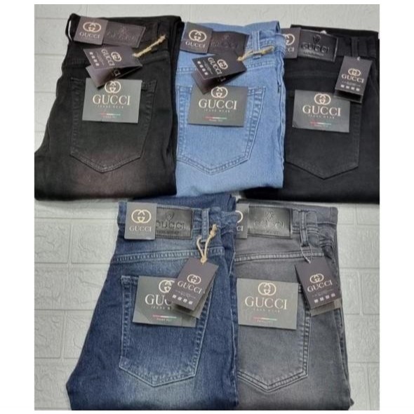 GUCCI Celana Jeans Pria Bahan Streach Melar Pensil Slim fit Cowok Panjang Cowo Skinny