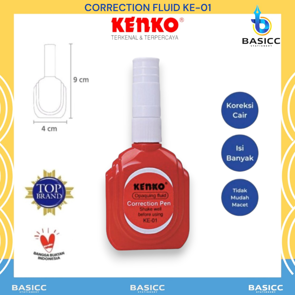 

Kenko Correction Liquid Cairan Penghapus Tip-Ex KE 01 | @1Pcs