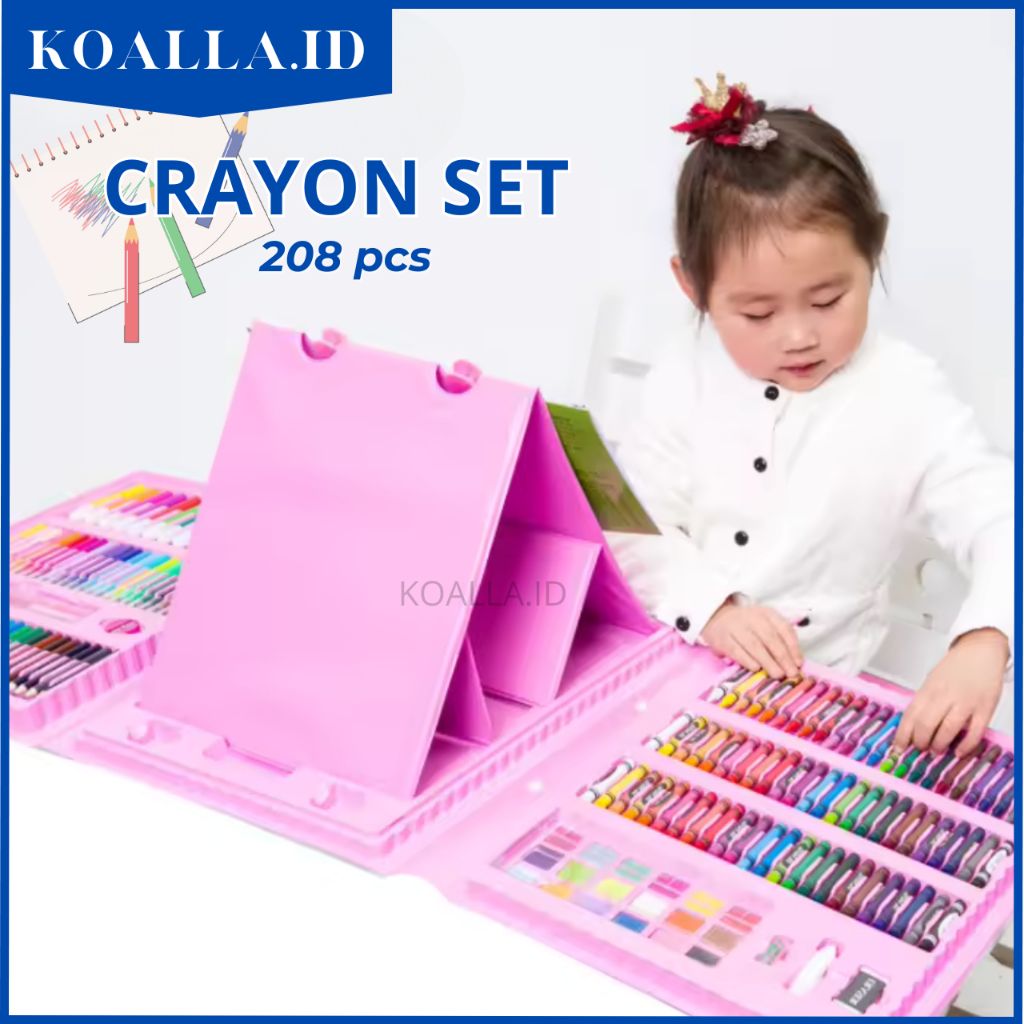 

Crayon Set 208 pcs Alat Melukis Mewarnai Menggambar Anak 1 Set/ Kids Crayon Drawing Set 208pcs