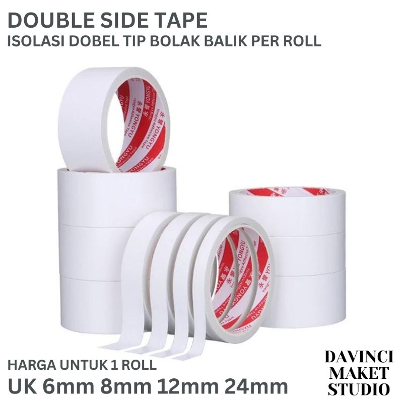 

Isolasi Perekat Bolak Balik 6mm 8mm 12mm 24mm - Double Side Tape Selotip Solatip Isolatip Maket Miniatur Diorama