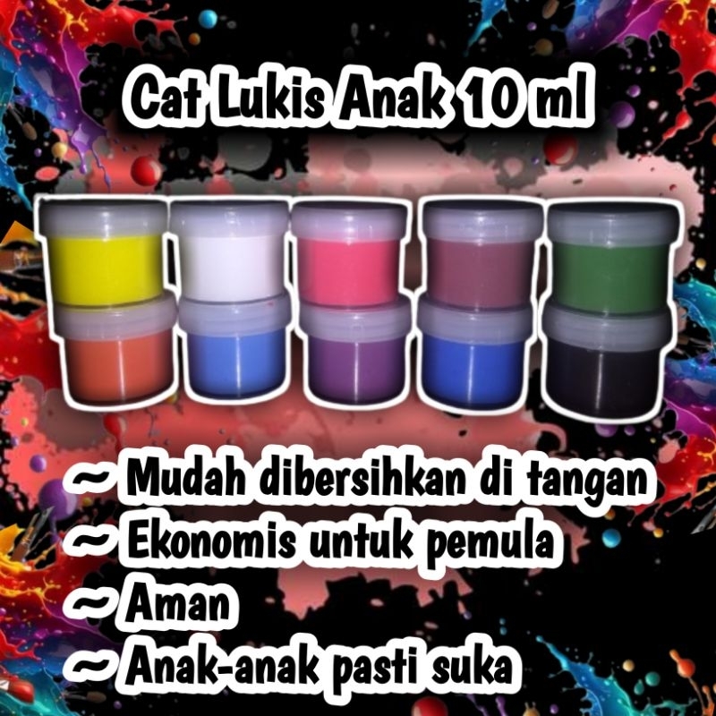 

promo cat lukis anak pemula cat air finger paint 10 ml isi 10 warna
