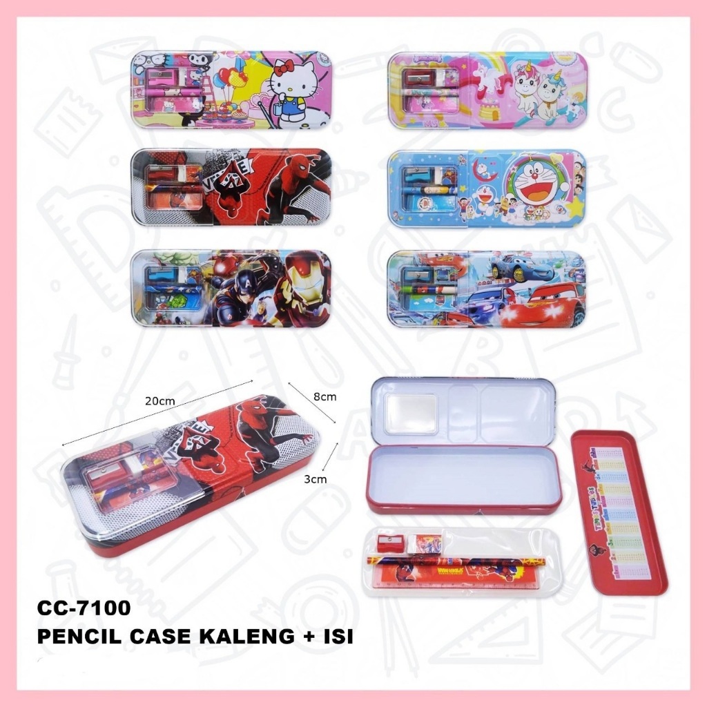 

Pencil Case Kaleng CC-7100 + Isi