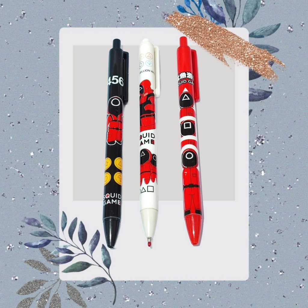 

Pulpen Gel Fancy - pulpen lucu - Pulpen Squid Game - pulpen clicker - satuan