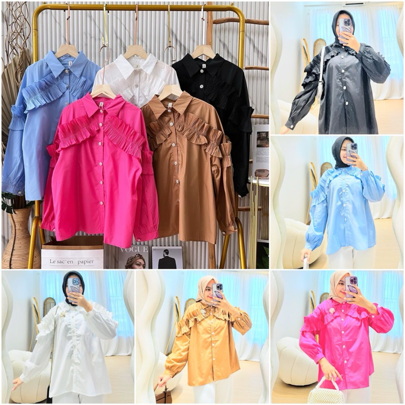 TATAOS BANGKOK KAME TOP SHIRT KEMEJA BASIC PLEATS PLISKET TAG LABEL COTTON IMPORT