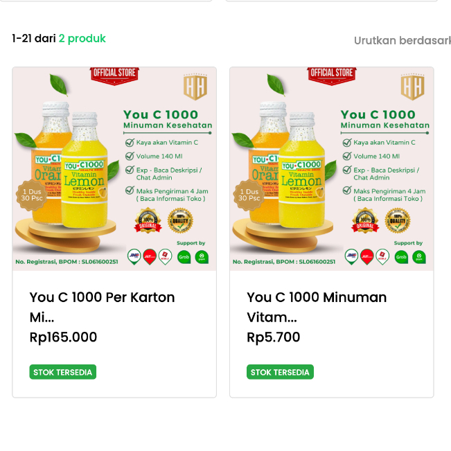 

You C1000 Orange & Lemon ( You C 1000 Jeruk & Lemon ) Minuman Vitamin, 1 Botol 140Ml