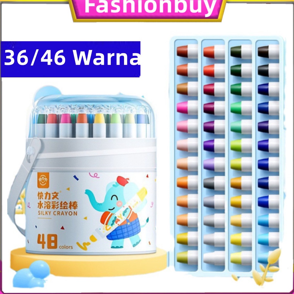 

KODE J5L7 CODWashable Silky Crayon 36 48 Warna Colorful Bucket Krayon Mewarnai Alat Warna Set Anak Wipe and Clean