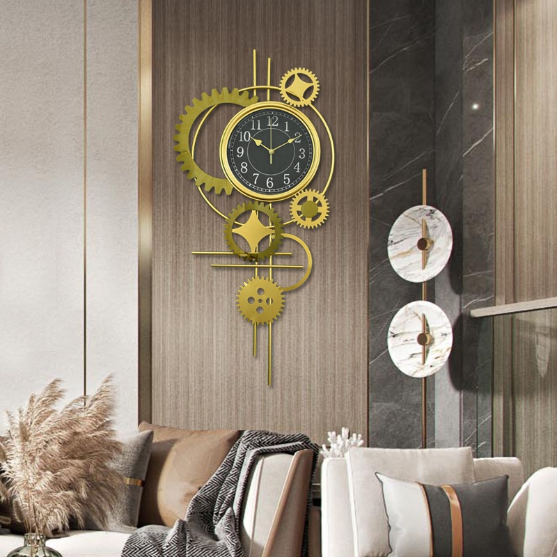 Jam Unik Jam Otomotif Model Gear Emas Jam Hias Mewah Dekorasi Rumah 88x41cm