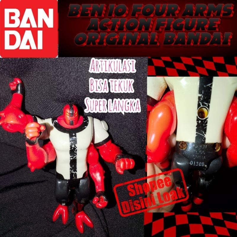 Figur four arms ben 10 original bandai artikulasi bisa tekuk ori mainan anak koleksi jadul kolektor