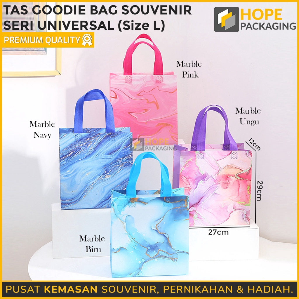 

BONANZA Tas Goodie Bag Universal Size L 29 x 27 x 12 cm Goodie Bag Hampers Marble Tas Shopping Bag Goodie Bag Ultah Tas Hampers
