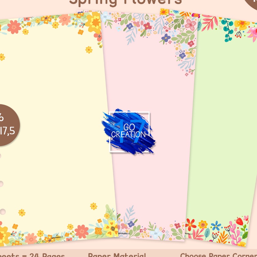 

KP8 Buku Planner Refill Kes Binder Note Motif Spring Flowers Motif Premium 6 ring a6