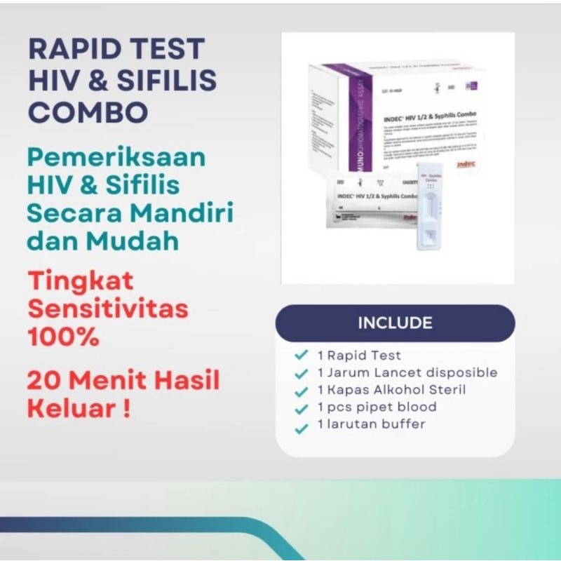 tes HIV 1/2 & syphilis combo INDEC & MERAH PUTIH isi 25