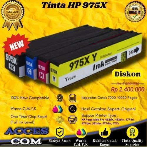 Cartridge Tinta Compatible HP 975X Printer Pagewide Pro 452dn, 452dw, 477dn, 477dw, 552dw, 577dw, 57