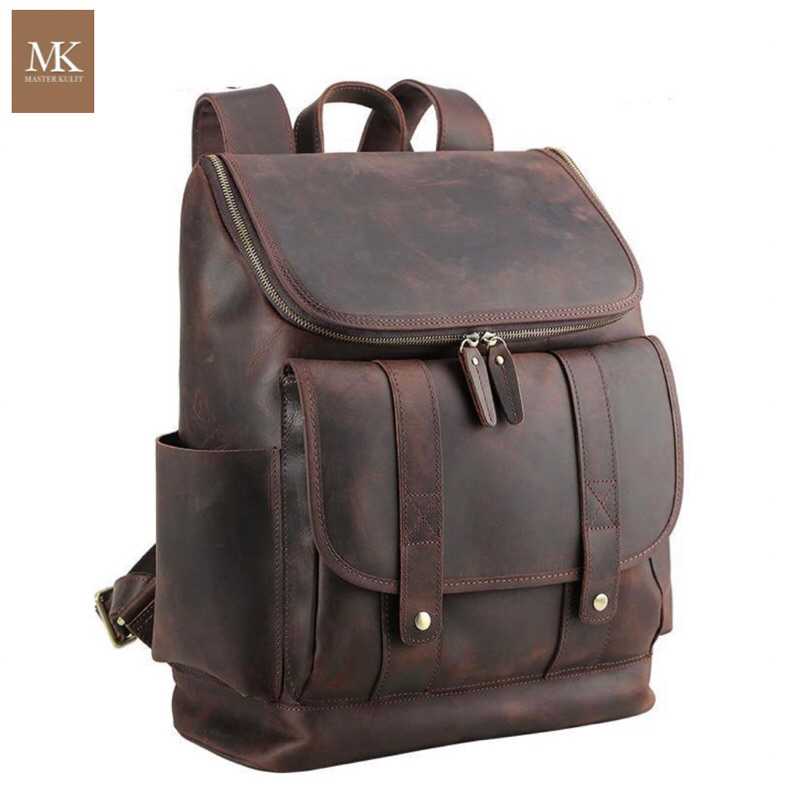 Tas Ransel Kulit Vintage Untuk Laptop 16 Inch