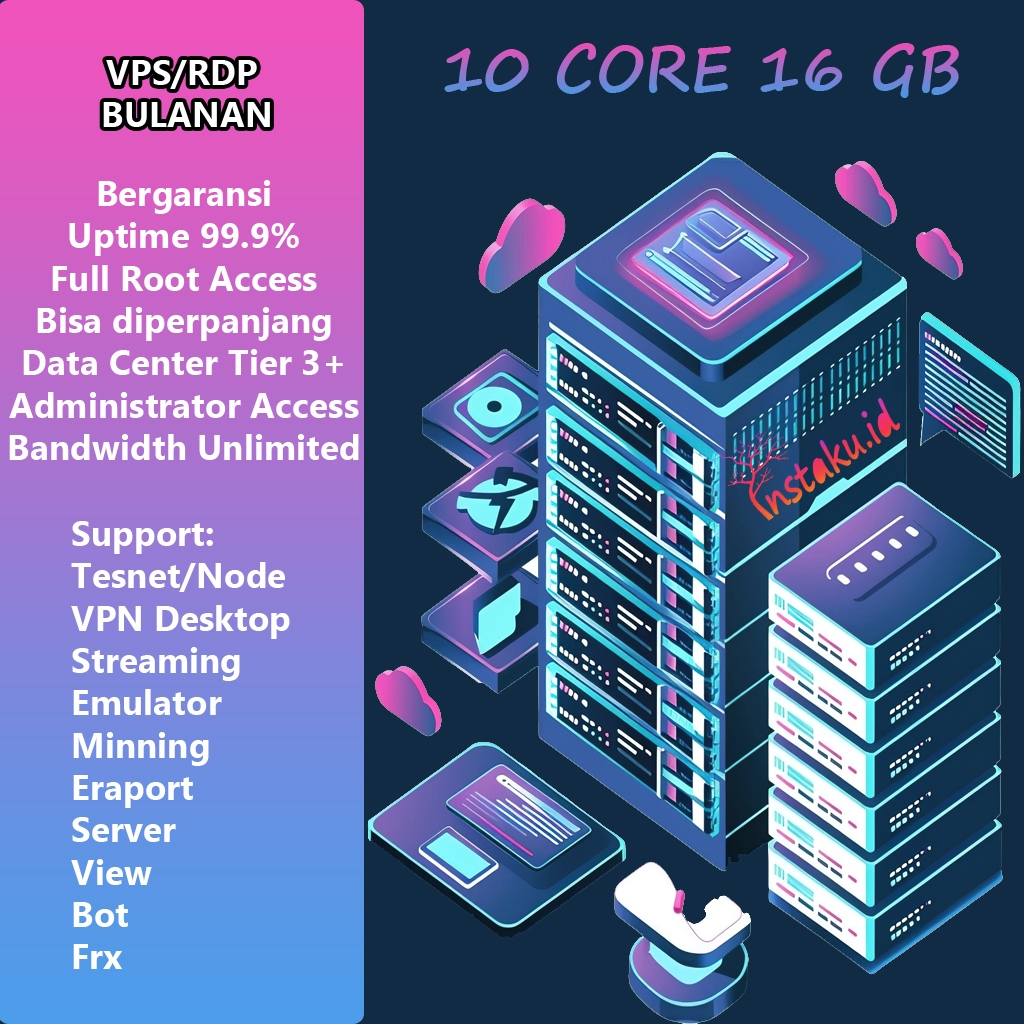 RDP / VPS Bulanan 10 Core Ram 16 GB Windows Full Admin Bergaransi Bisa diperpanjang