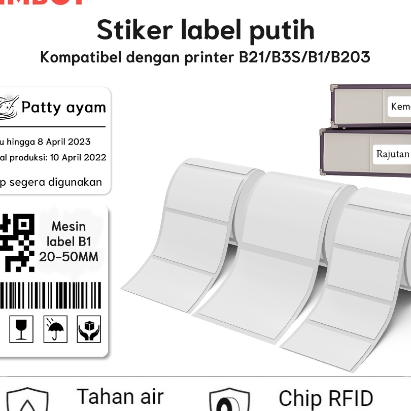 

FG2 NIIMBOT B21B1B3S Kes Stiker Label Termal Putih Lebar Pakaian Komoditas Makanan