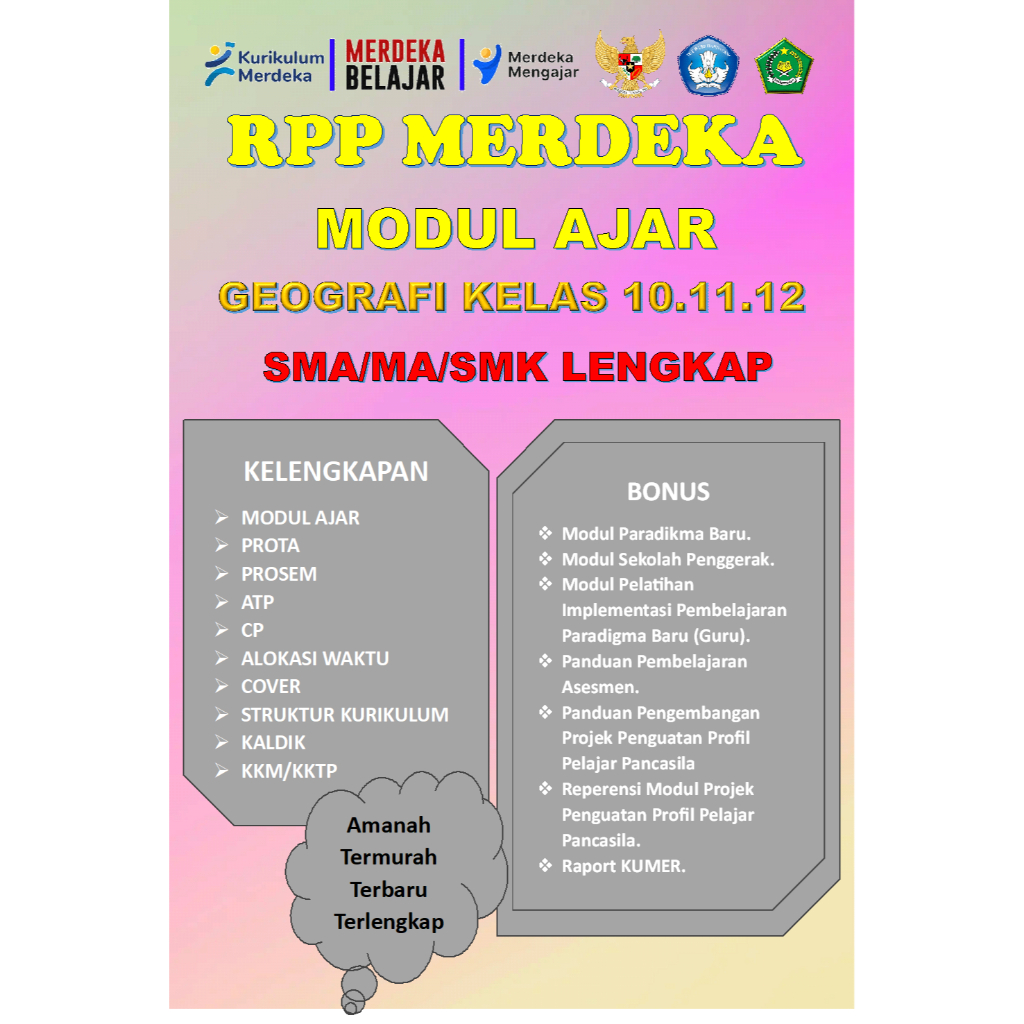 

MODUL AJAR GEOGRAFI KELAS 10.11.12 SMA/MA/SMK KURIKULUK MERDEKA LENGKAP