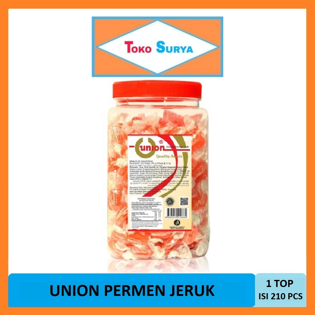 

Permen Union Jeruk Kembang Gula Rasa Jeruk 1 Toples 210 Pcs