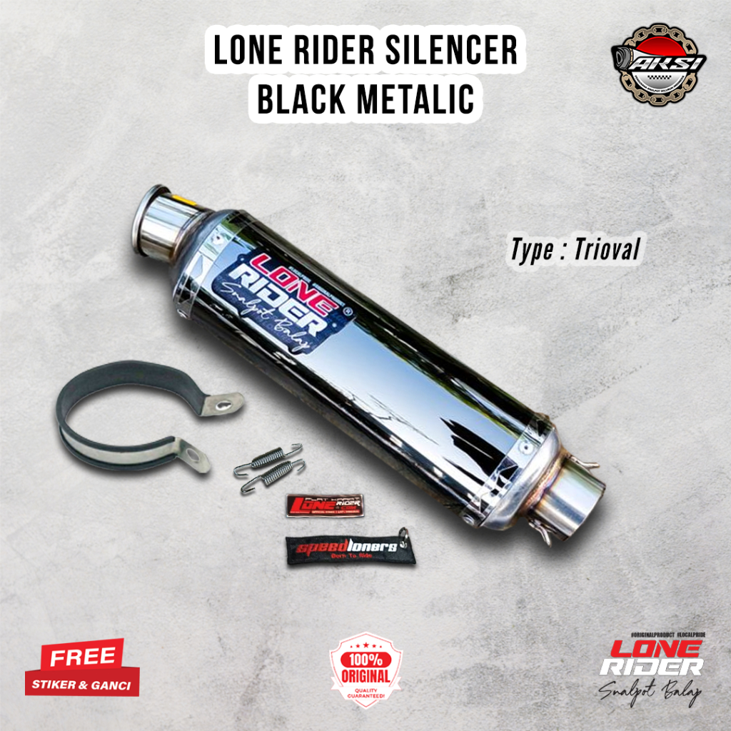 ORIGINAL LONE RIDER Silencer Trioval Black Metalic  - Knalpot Racing Lone Rider