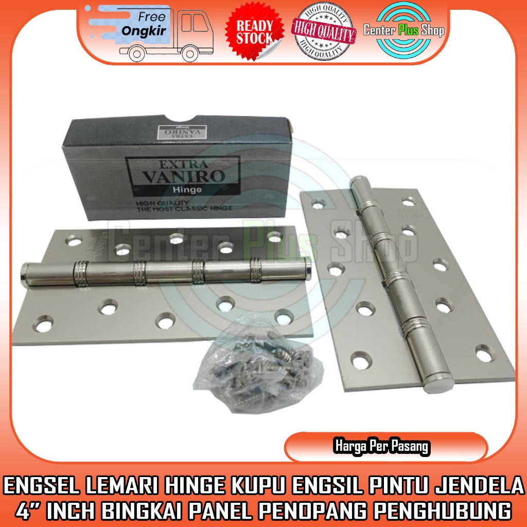 Vaniro Engsel Pintu 4” Inci Engsil Lemari Jendela Hinge Kupu Penopang Penghubung Stainles Kabinet Ka