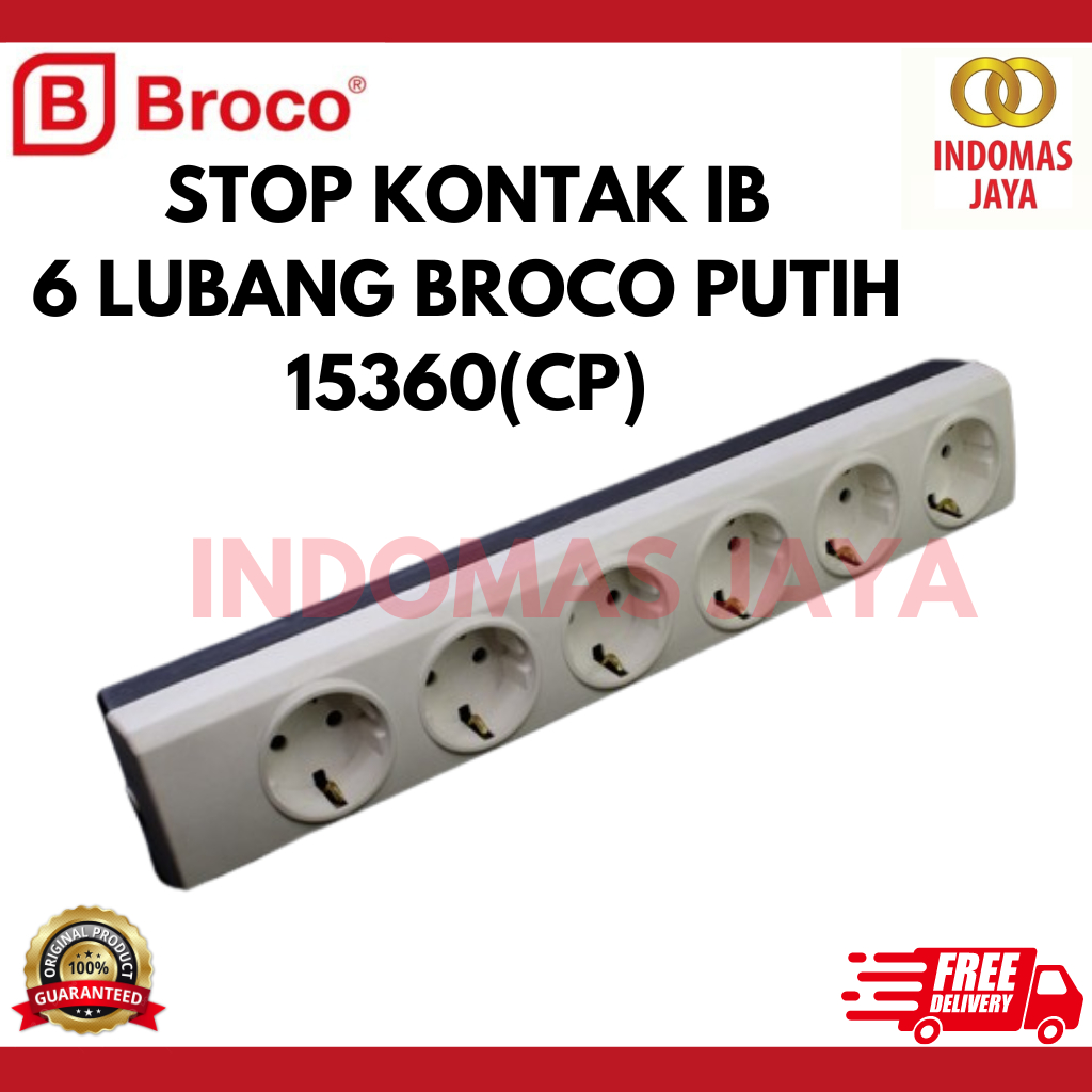 Broco Stop Kontak Arde 6 Lubang Putih 15360 - CP 15360 Original