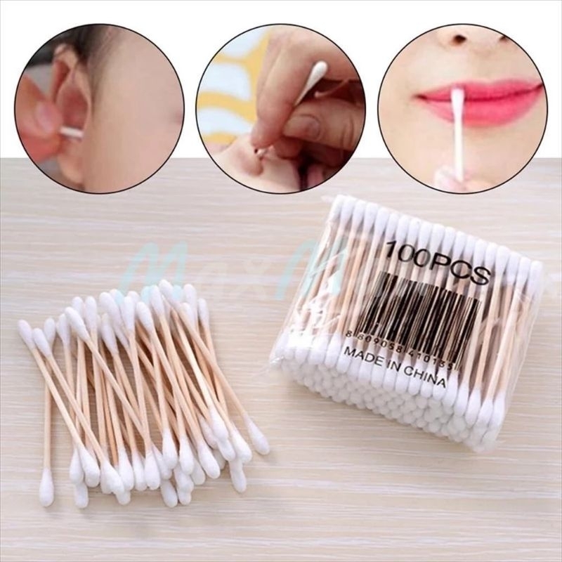Cotton Buds Bambu Cotton Bud Cotton Swab Bamboo Cotton Bud Kayu Bambu isi 100