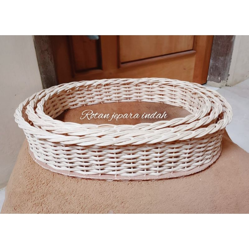 keranjang rotan hampers oval, 1 set isi 3pcs, siz Jumbo+Besar+Sedang