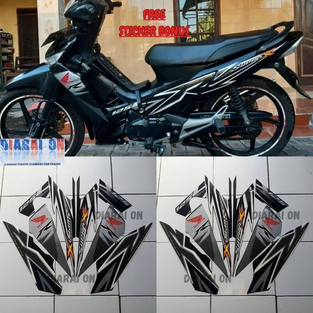Striping Stiker Honda Supra X 125 2012 - Supra X 2012 Hitam Murah