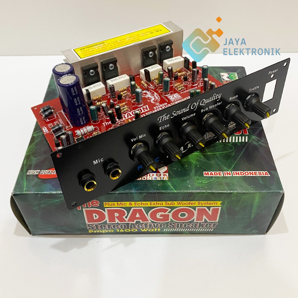 KIT Power Amplifier Speaker Aktif Stereo DRAGON PMPO 1600 W RANIC