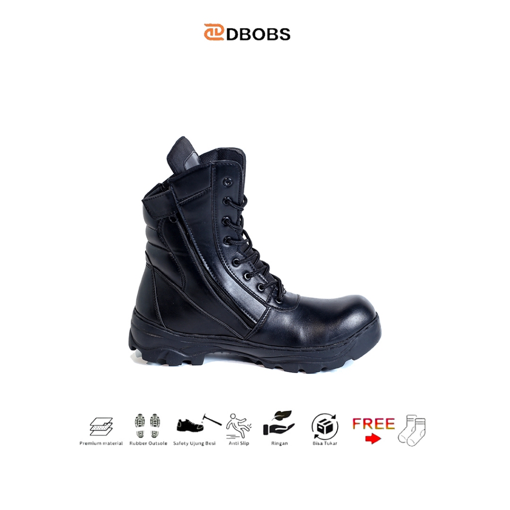 Dbobs - Sepatu Safety Boots Atley PDL TNI POLRI High Terbaru Kilap Tactical