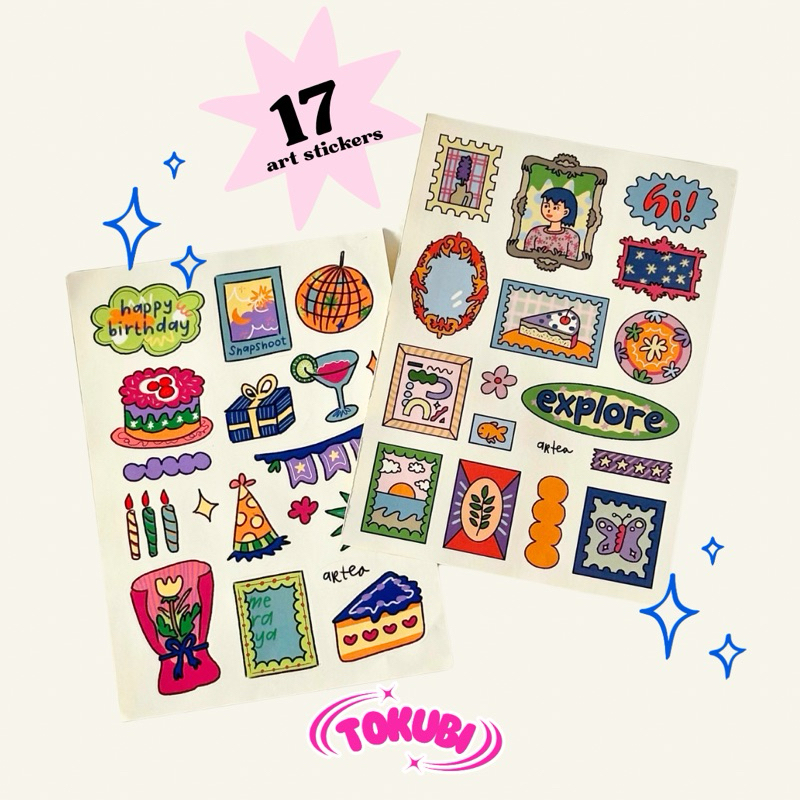 

TOKUBI Sticker Sheet by Artea untuk Journal Tumbler Laptop 17pcs