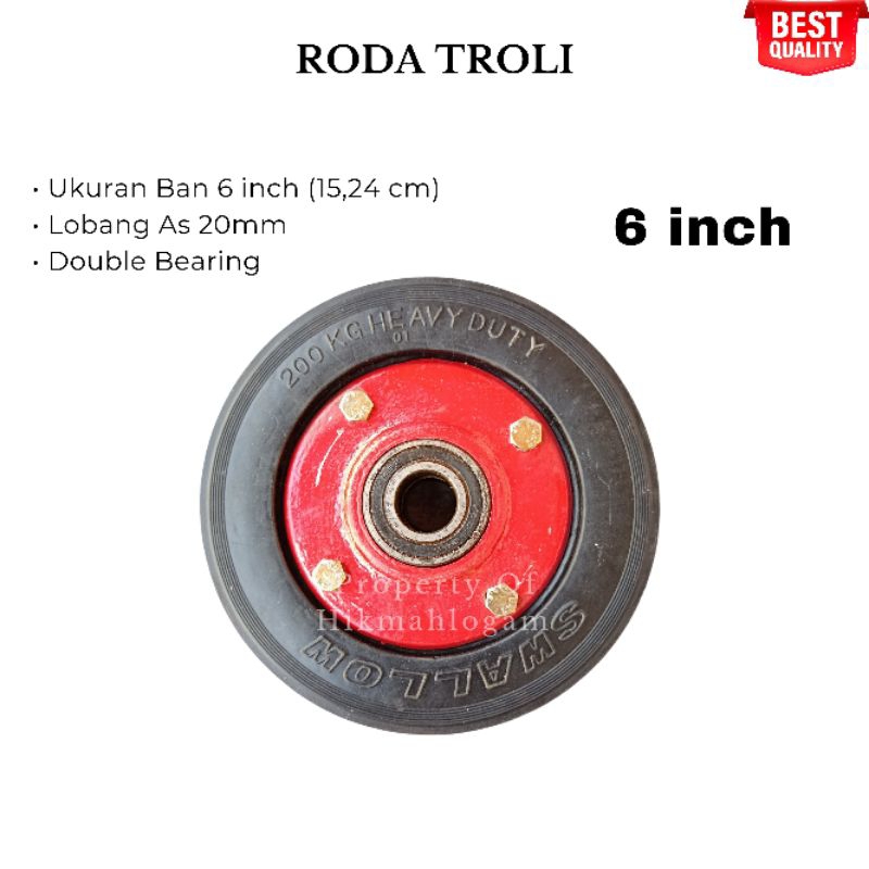 Roda Troli 6 inch SWALLOW As 20mm | Roda Rolley Ban Mati | Roda Lorry