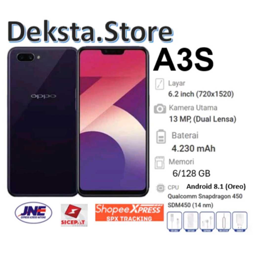 hp OPPO A3S ram 6/128GB 4G LTE Smartphone FULLSET BERGARANSI
