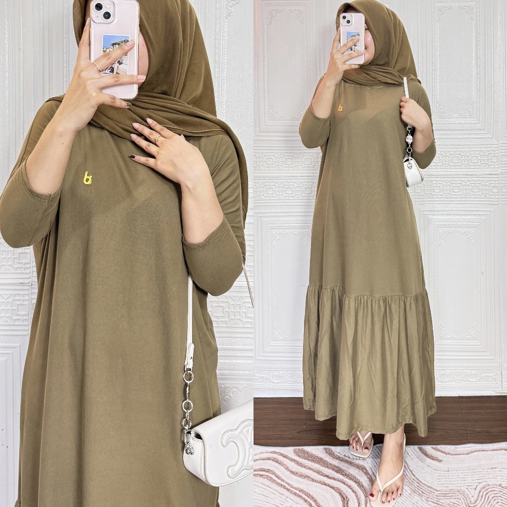 Bi - RAFELLA BATWING GAMIS MIDI DRESS WANITA KAOS COTTON COMBED 30’s