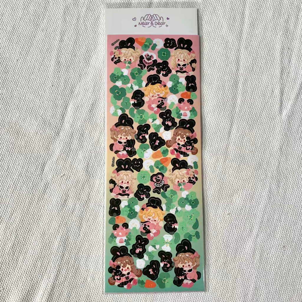 

Near and dear (bobobo_07) sticker korea polco deco hanbok, angel, rabbit, bunny, black, korean